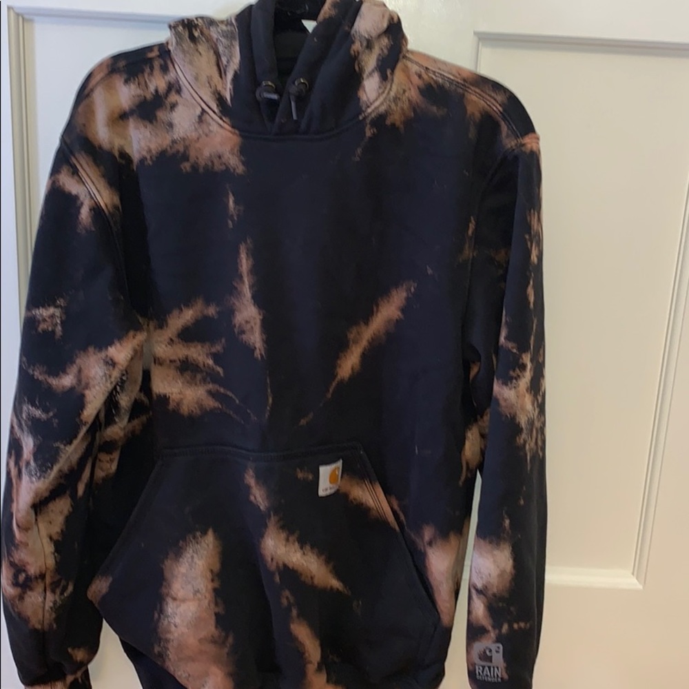 Bleach dyed carhartt black hoodie 🪐